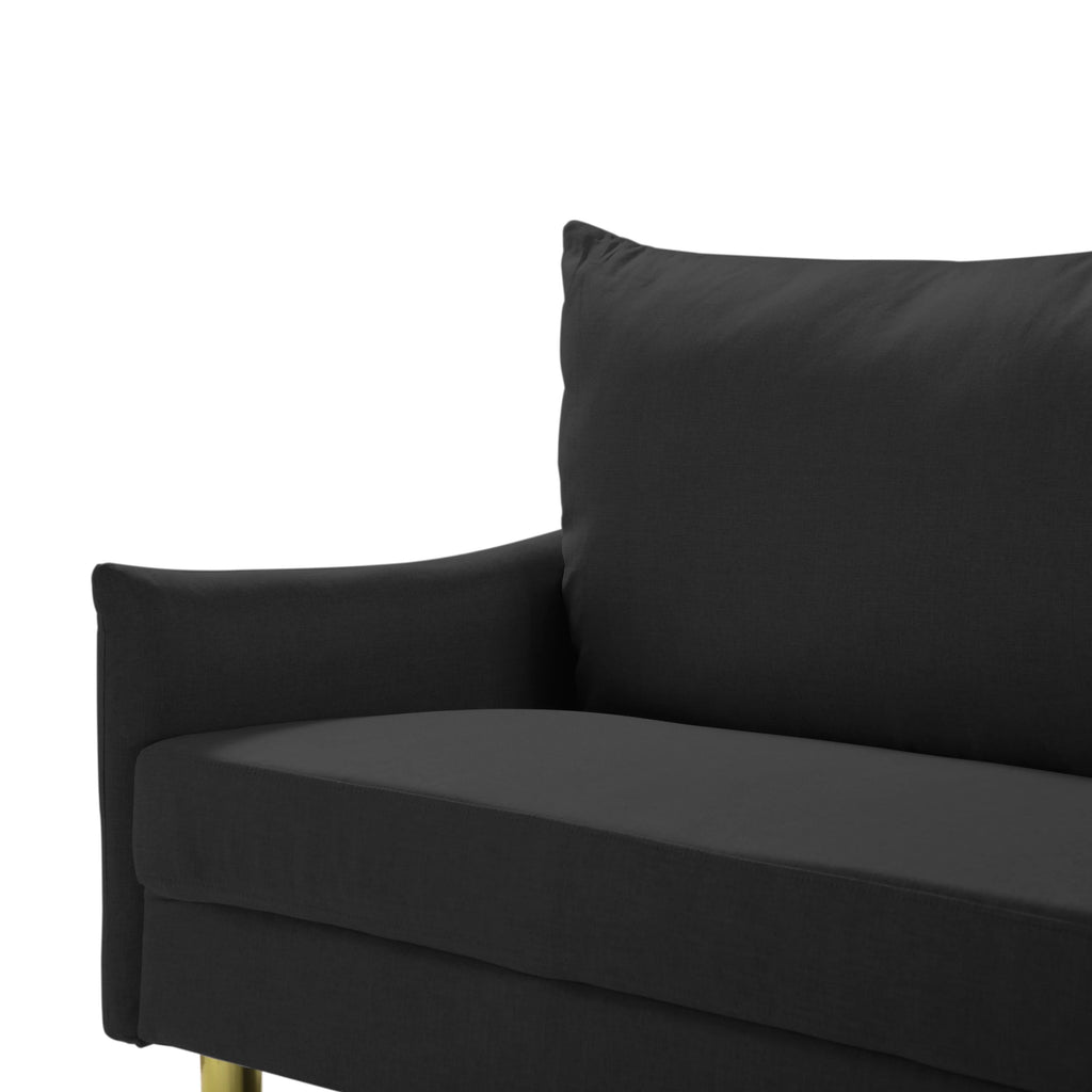 67.5” Couch with Removable Washable Back Cushion Cover, Manufactured Wood Frame, Tapered Metal Legs (Dark Grey) E40059