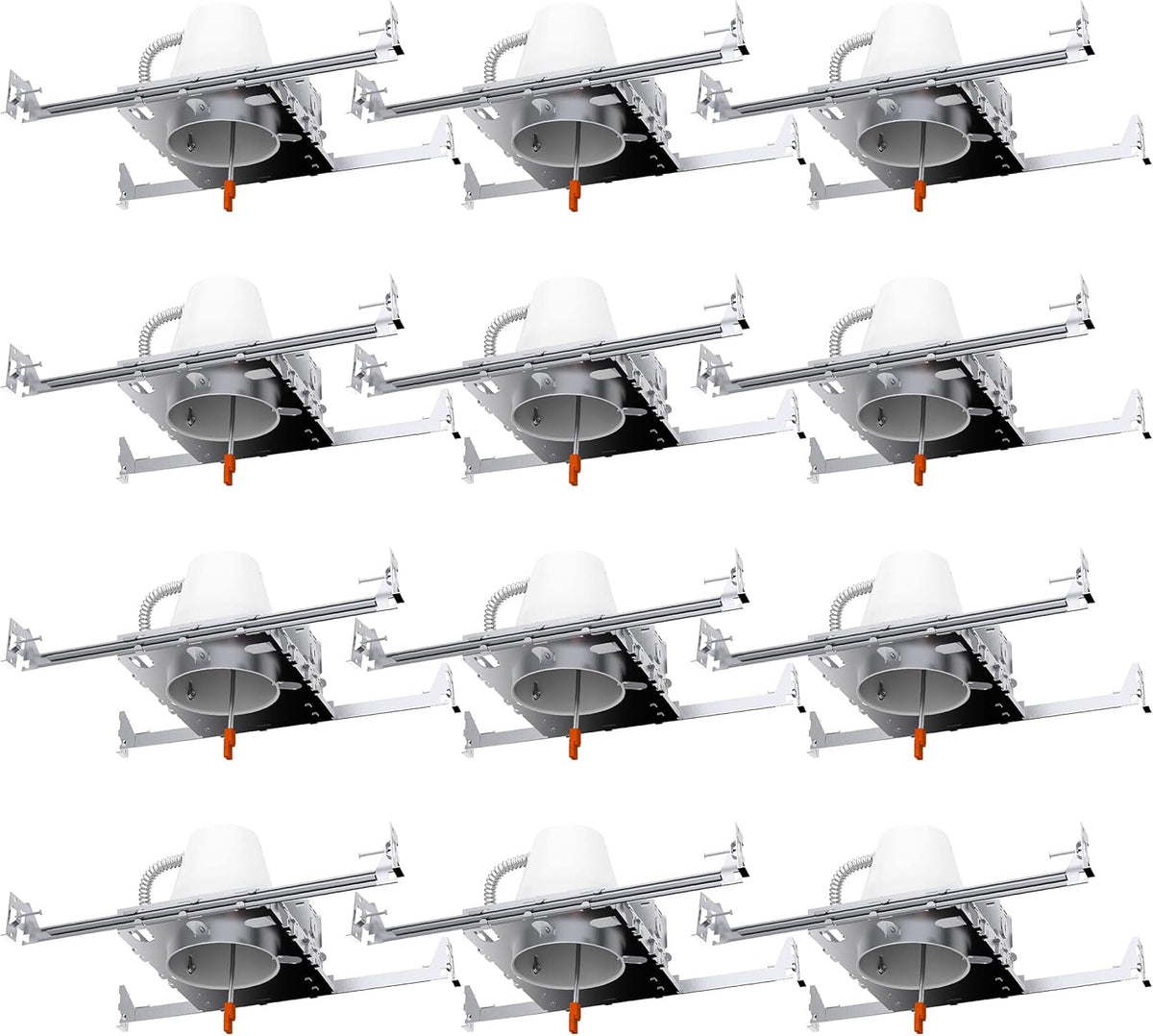 12 Pack 4 Inch Recessed Lighting Housing, Air Tight Steel Ceiling Can, IC Rated W4923