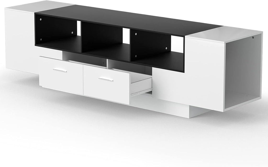70 Inch Black & White Glossy TV Stand I508