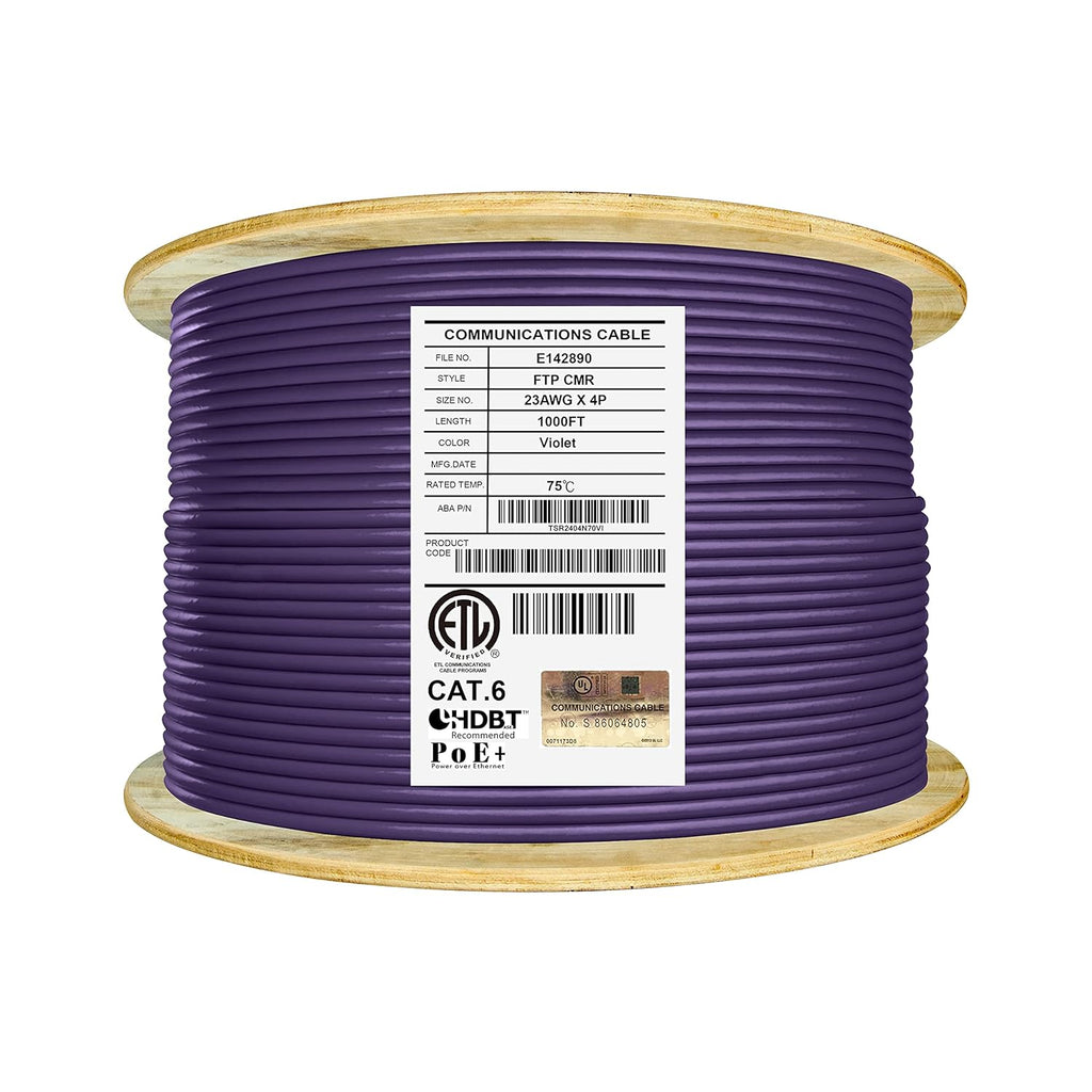1000ft F/UTP 23AWG Solid Bare Copper Bulk Ethernet Cable Reel L4359