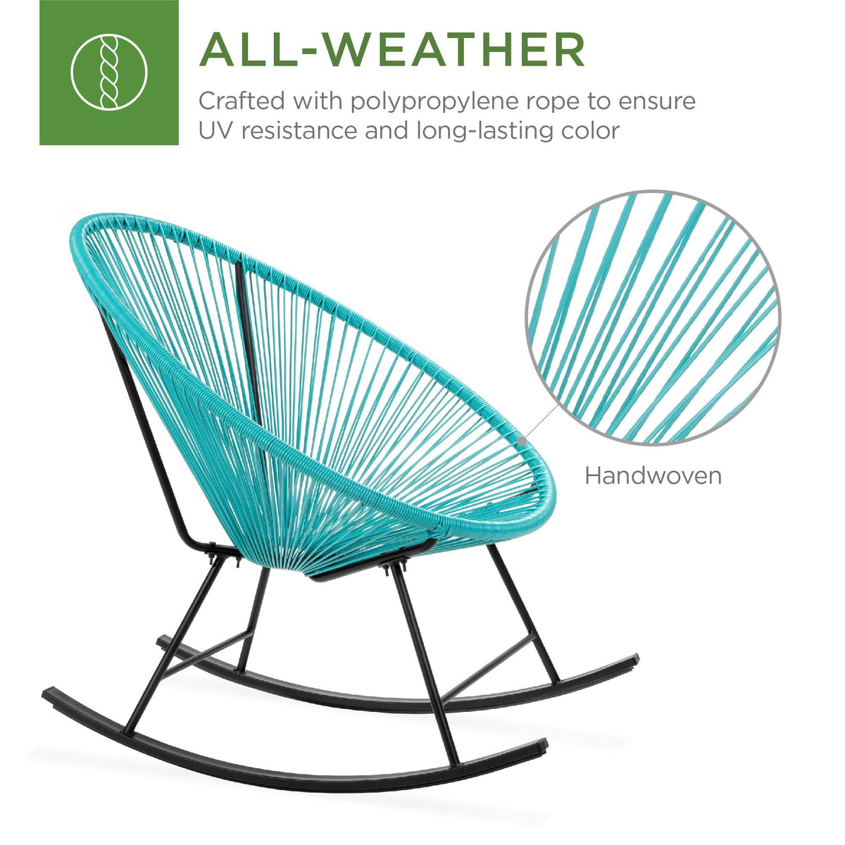 Blue 3-Piece Patio Bistro Furniture Set with Rocking Chairs and Table E973