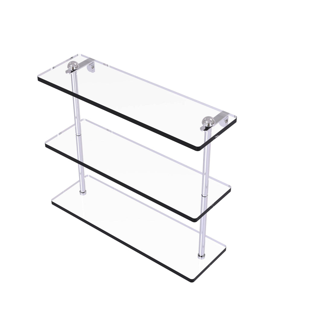 Triple Tiered Glass Shelf Satin Chrome A9934