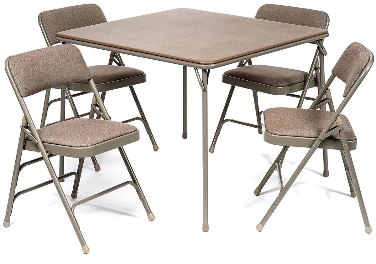Black 5pc Folding Card Table and Padded Chair Set D4663