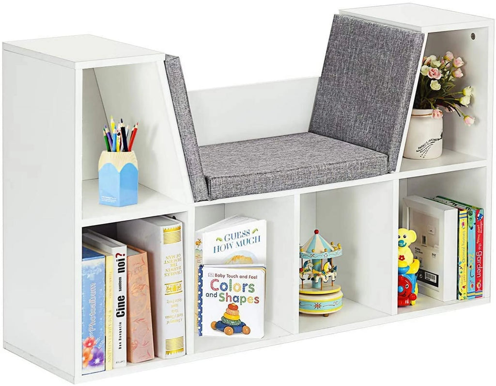 Kids Bookcase with Cushioned Reading Nook N49364