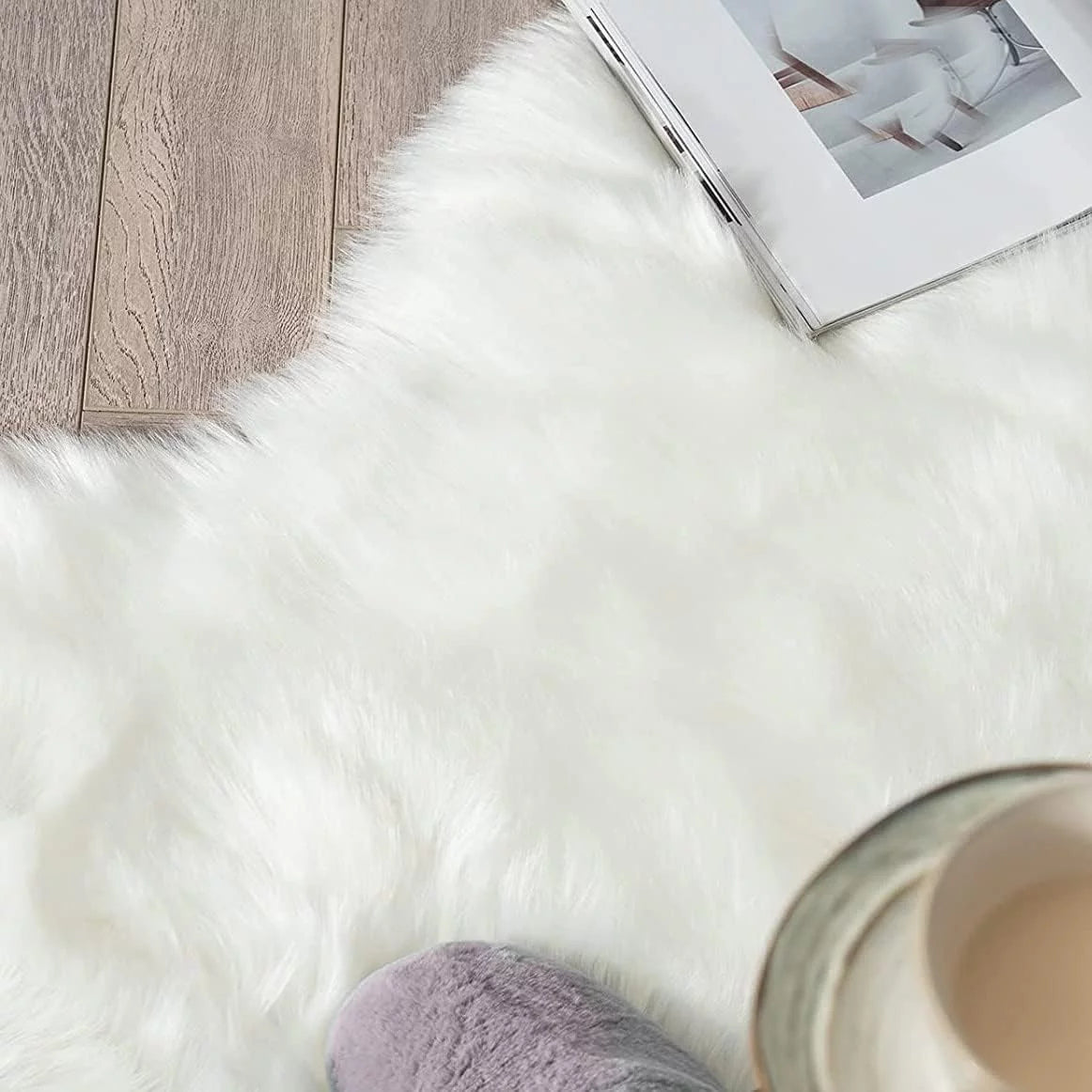White 4x6 Ft Faux Sheepskin Fluffy Shaggy Rug O655