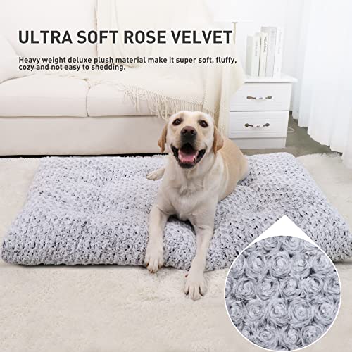 Washable Plush Dog Crate Bed, 35" x 23", Gray J7727