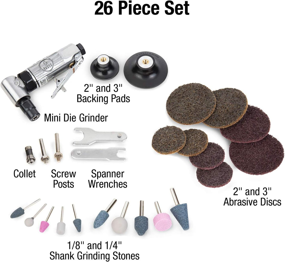 1/4 Inch Drive Mini Right Angle Air Die Grinder Kit with Storage Case I656
