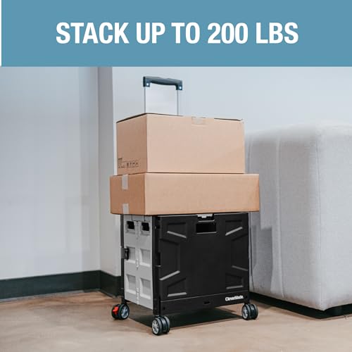 35L Black/Cream Collapsible Wheeled Crate with Lid O622