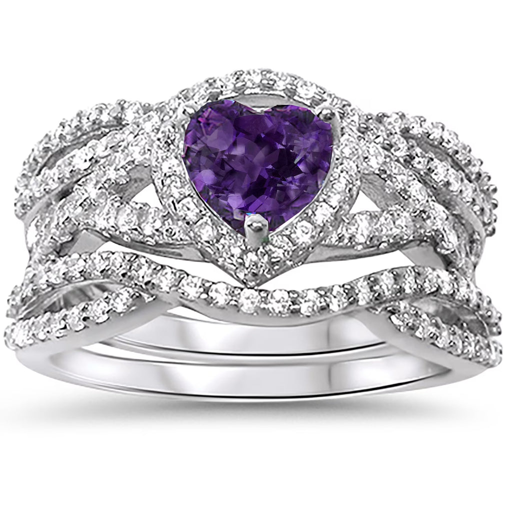 Purple Heart Sterling Silver Ring Guard Wrap Set Size 5 K476399