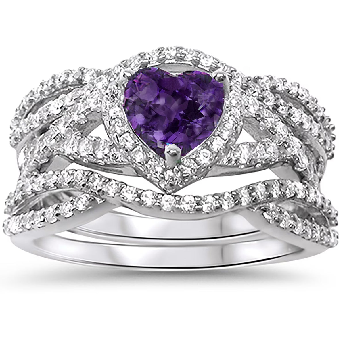 Purple Heart Sterling Silver Ring Guard Wrap Set Size 5 K476399