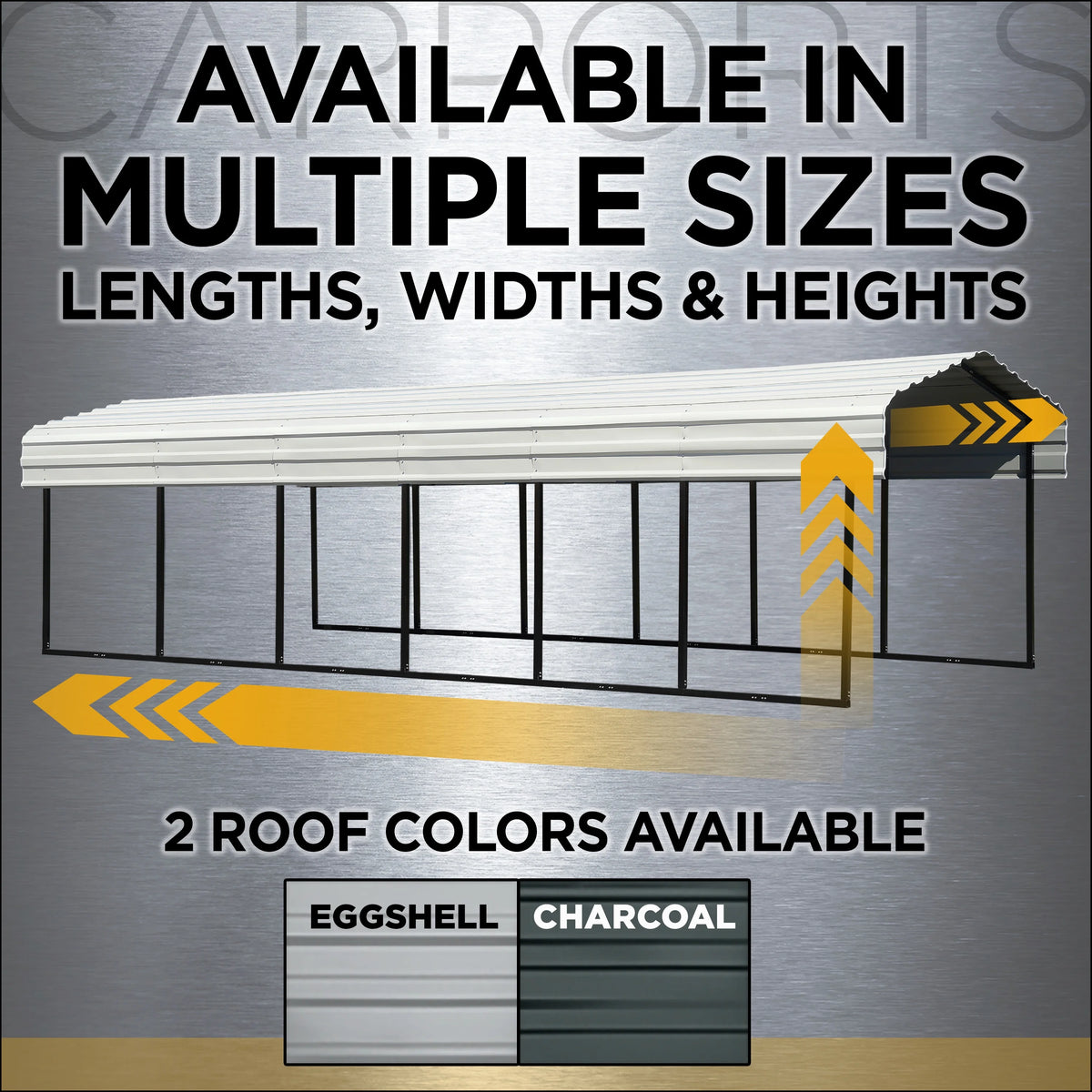 Galvanized Steel Carport Kit, 10' x 29' x 9' V8931