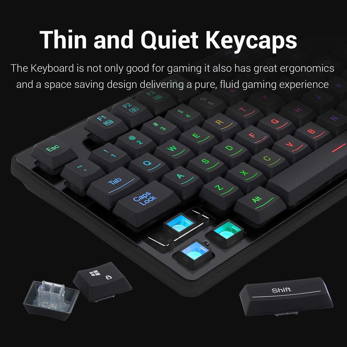 Gaming Keyboard and Mouse Combo with Mouse Pad, RGB Backlit, 3200 DPI, Pack of 2 I812657