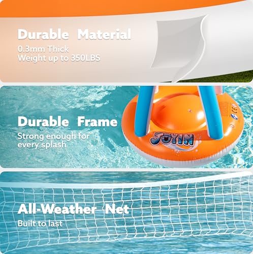 Inflatable Pool Float Set Volleyball Net & Basketball Hoops O8848