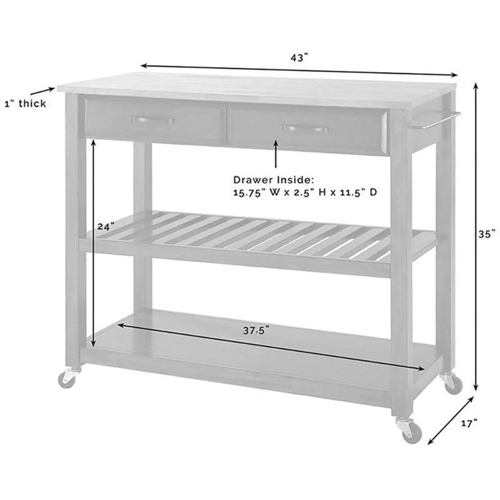 2-Drawer Wood Kitchen Cart Island in White/Natural R94698