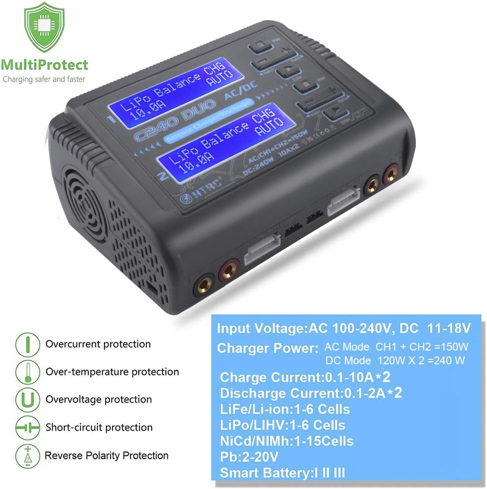 Dual LiPo Balance Charger 1S-6S AC 150W DC 240W 10A RC Battery Charger Q426211