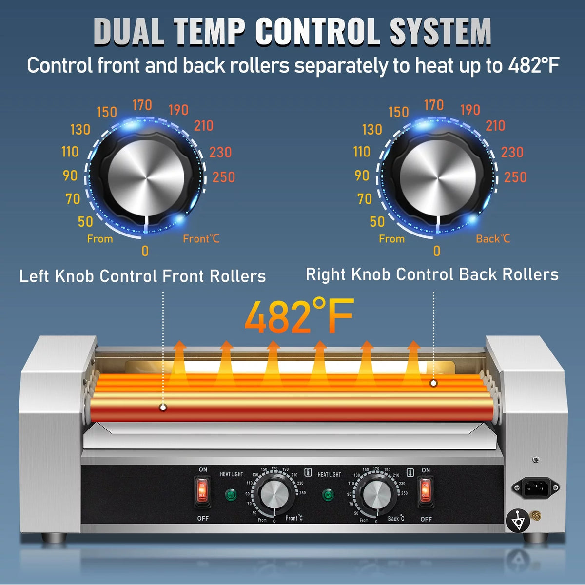 12 Hot Dog 5 Roller Grill Cooker Machine Stainless Steel 750W V7761