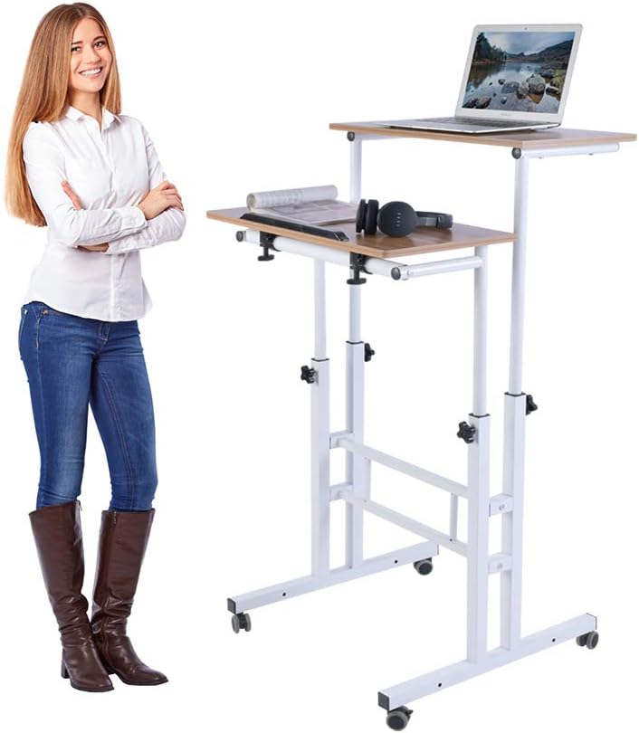 Black Adjustable Mobile Standing Desk V7806