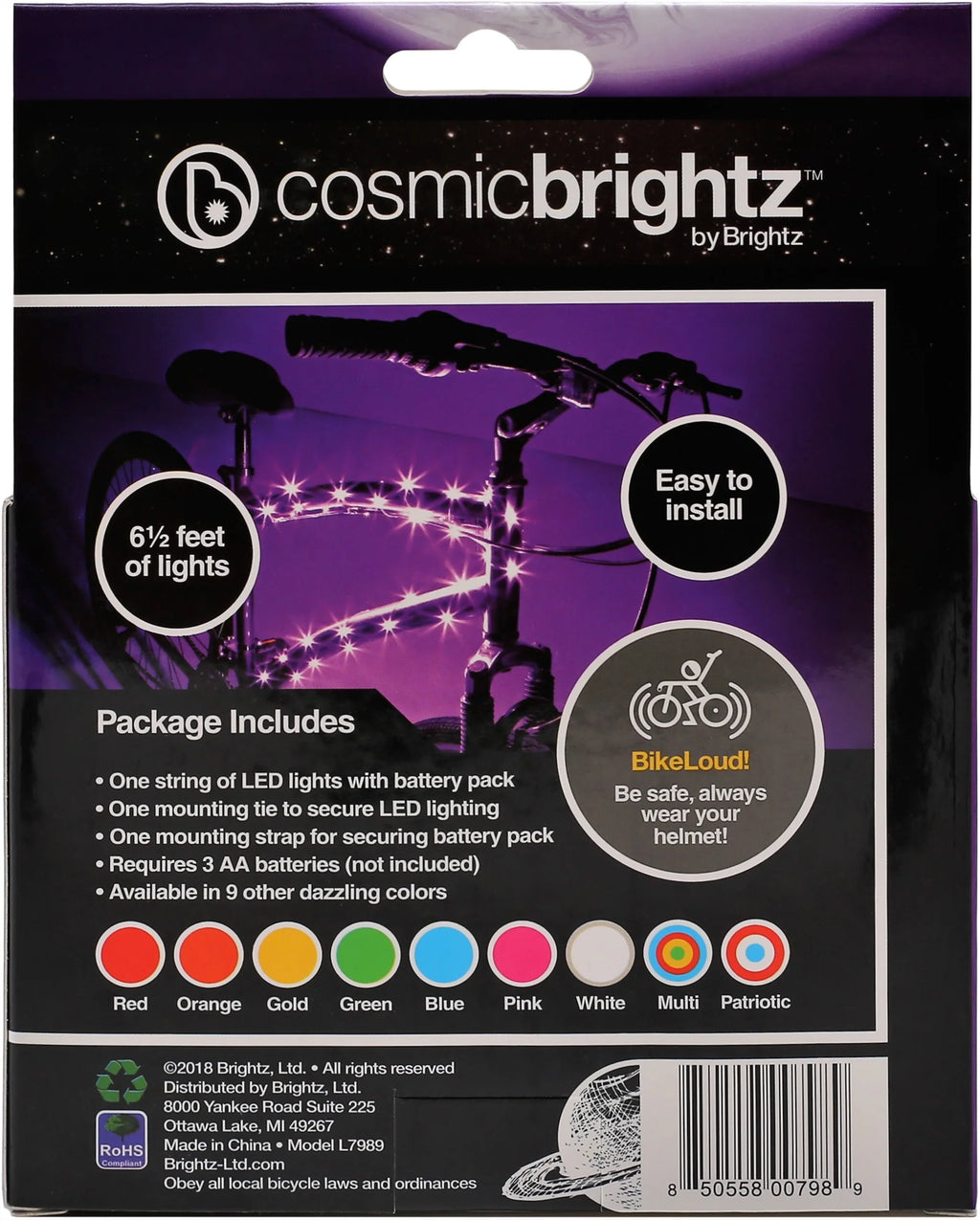 Purple LED Bicycle Frame Light S43723