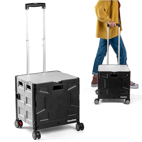 35L Black/Cream Collapsible Wheeled Crate with Lid O622