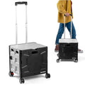 35L Black/Cream Collapsible Wheeled Crate with Lid O622