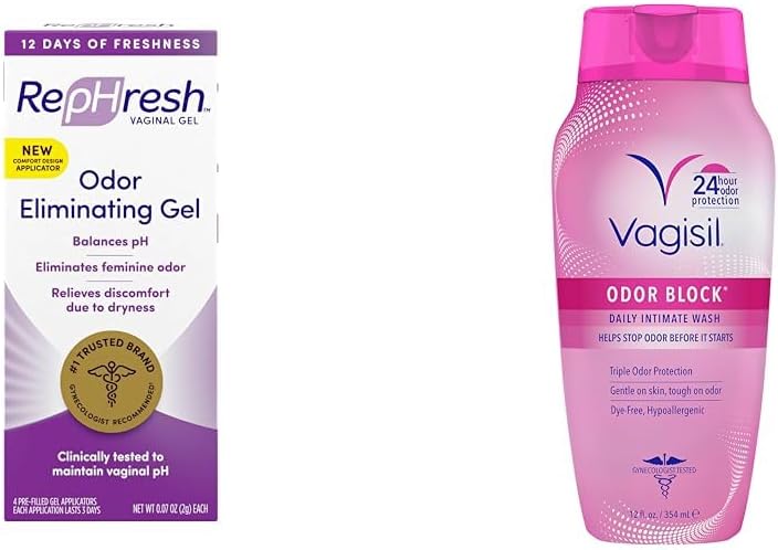 Odor Eliminating Vaginal Gel, 4ct (0.07oz) & Feminine Wash, 12 oz B95472