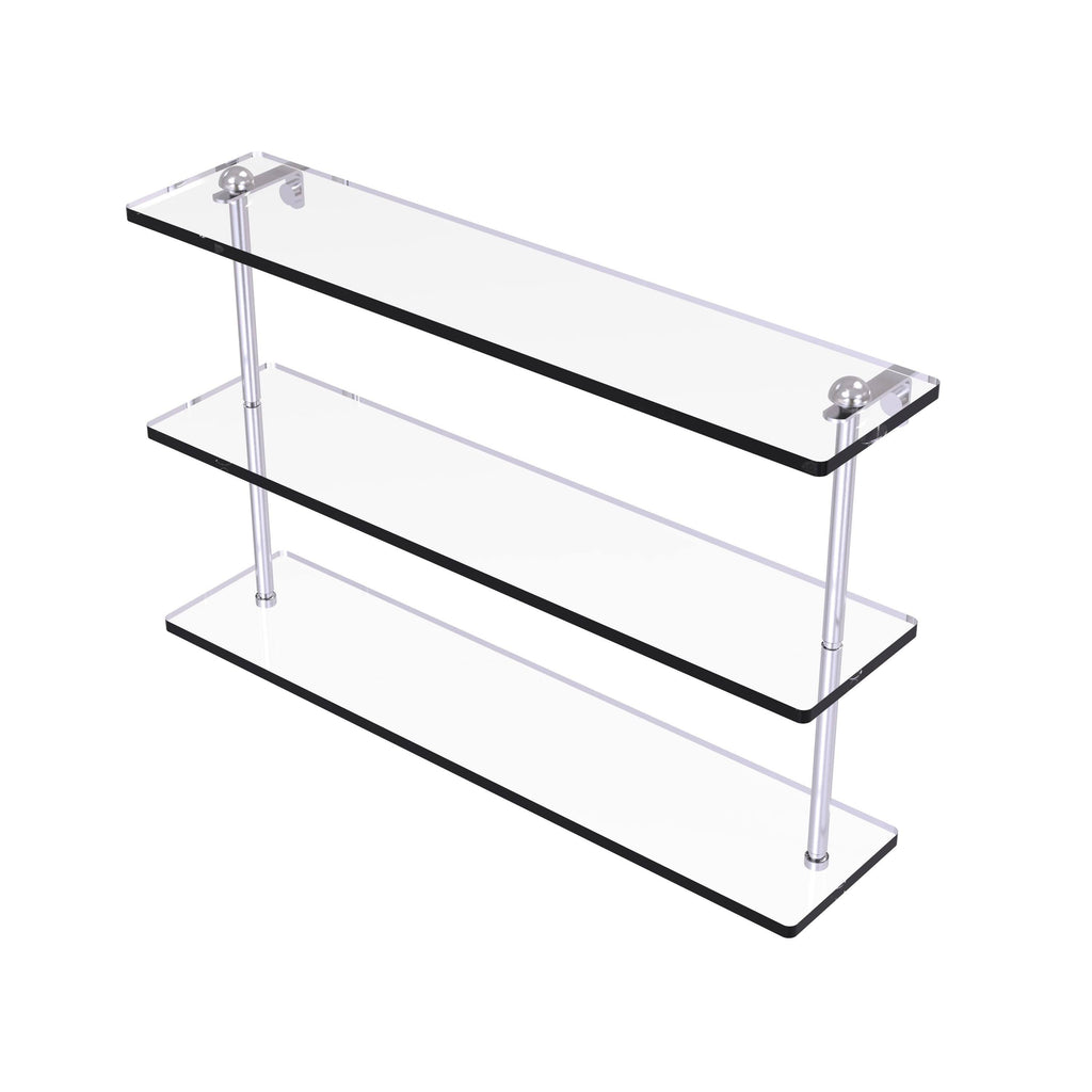 Triple Tiered Glass Shelf Satin Chrome A9934