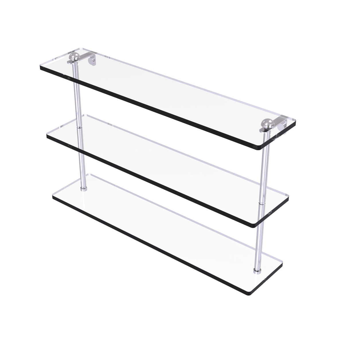 Triple Tiered Glass Shelf Satin Chrome A9934
