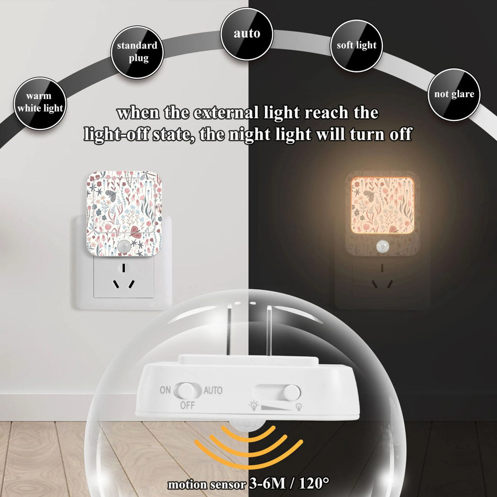 2 Pack LED Motion Sensor Night Light Plug into Wall H26258
