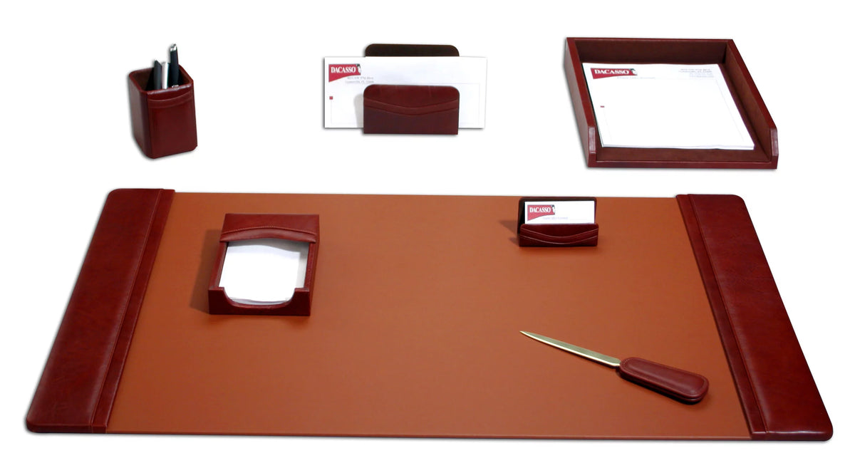 Mocha Leather 7-Piece Desk Set X769