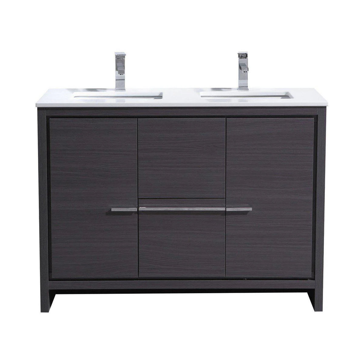 48 in. Double Sink Gray Oak Bathroom Vanity with White Quartz Counter-Top O347