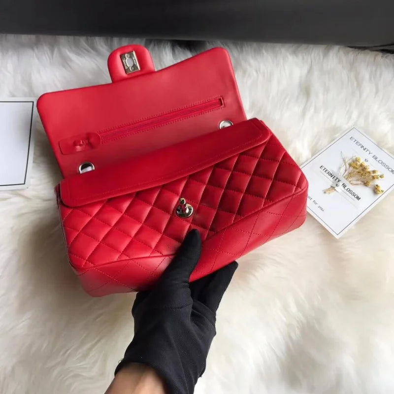 Red Medium Lambskin Leather Flap Bag J236745