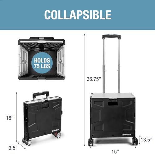 35L Black/Cream Collapsible Wheeled Crate with Lid O622