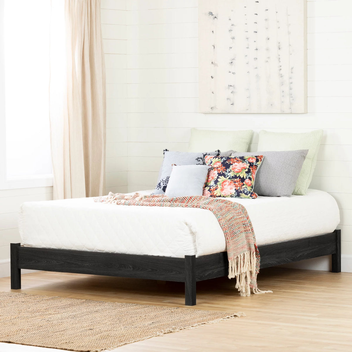Gray Oak Queen Size Platform Bed A3394