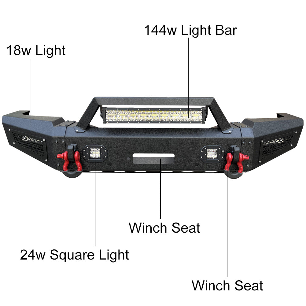 Front Rear Bumpers for 1998-2003 Dodge Durango with Winch Seat (Steel) U75950