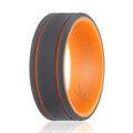 Silicone 2Layer Lines Ring - Orang-Grey 8 mm Ring M390222