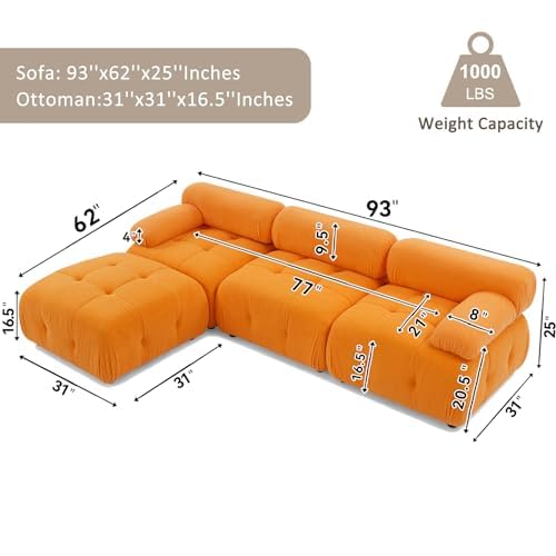 Beige Corduroy Modular Sectional Sofa W8304