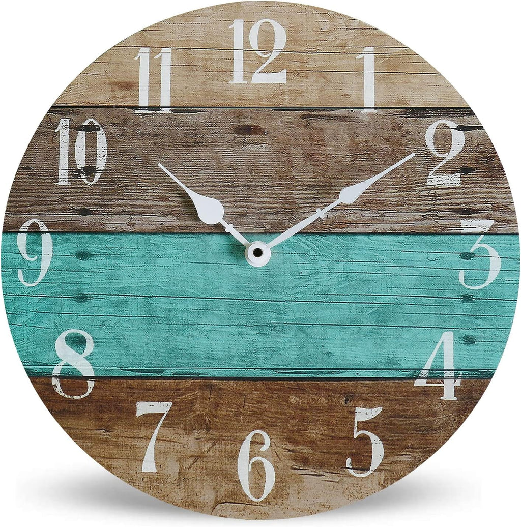 Rustic Coastal Wood Round Wall Clock Z105798