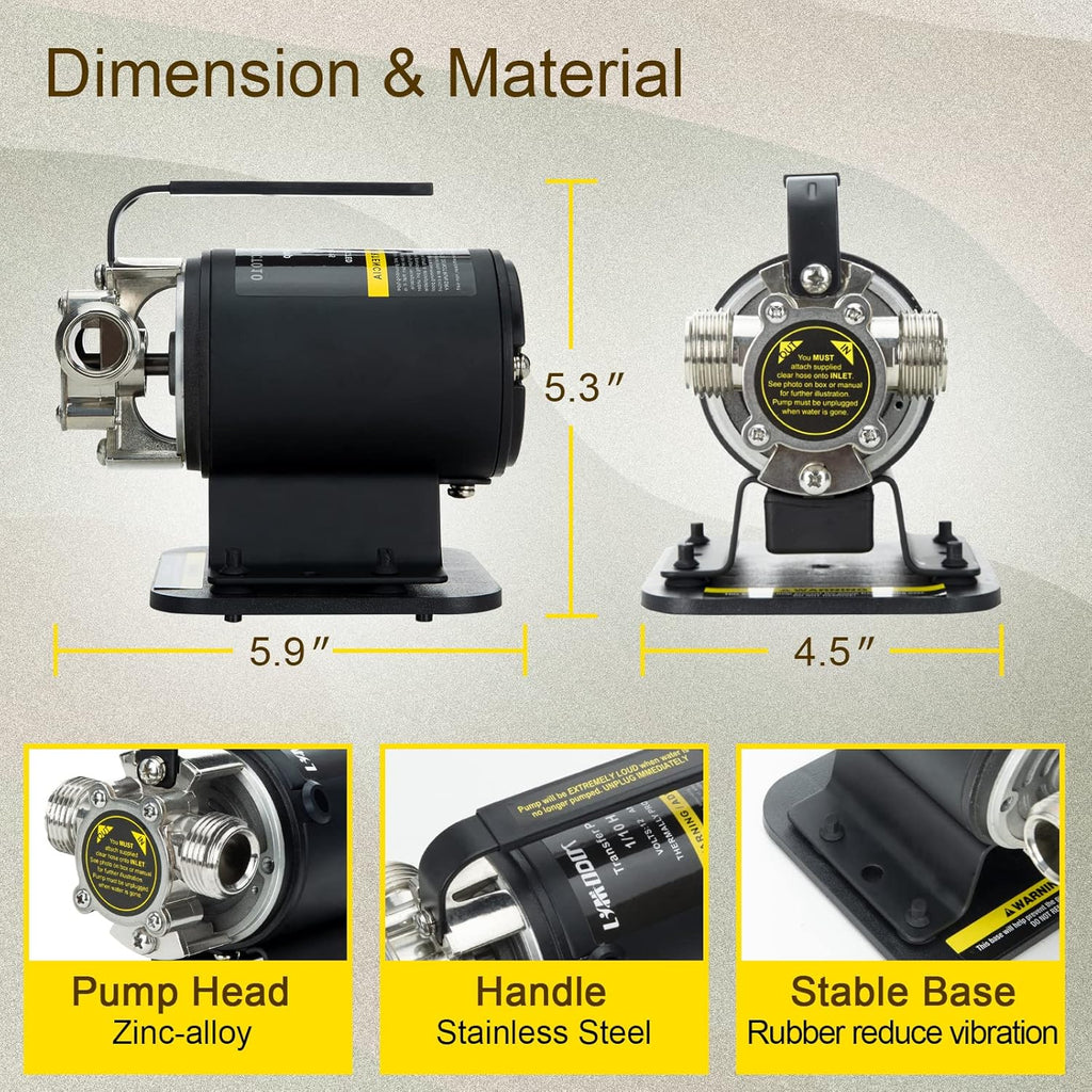 12V Portable Self-Priming Water Transfer Pump with Suction Hose Kit N482369