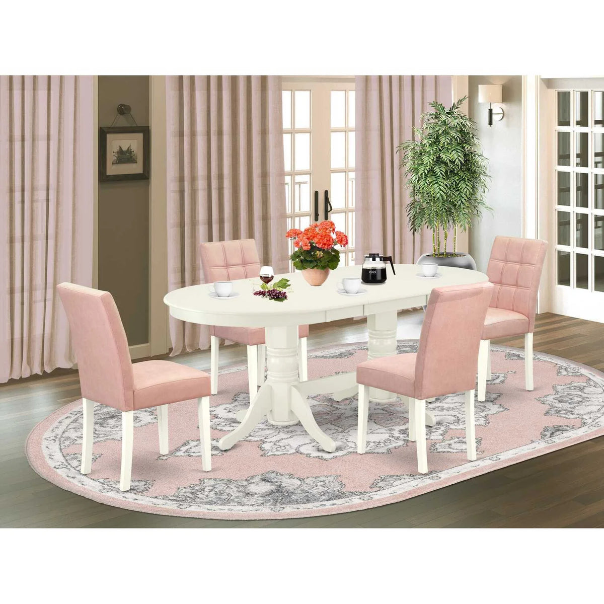 5 Piece Dining Table Set with Oval Table and 4 Chairs P553