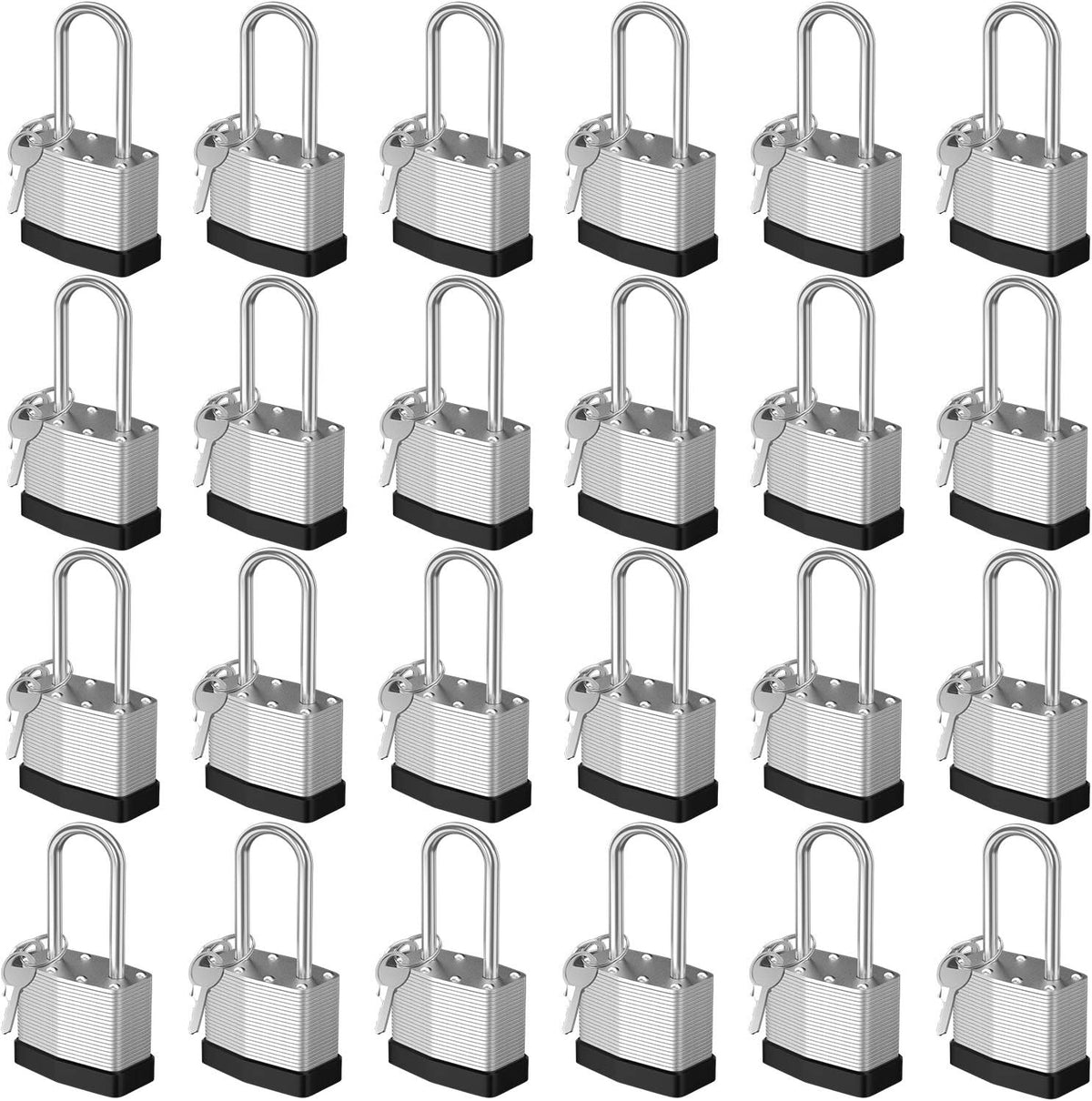 24 Padlocks Keyed Alike, 48 Keys, Pick Resistant Brass Pin Cylinder Padlock T49069
