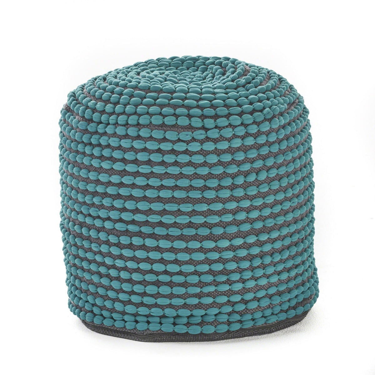 Green Handcrafted Fabric Ottoman Pouf A748