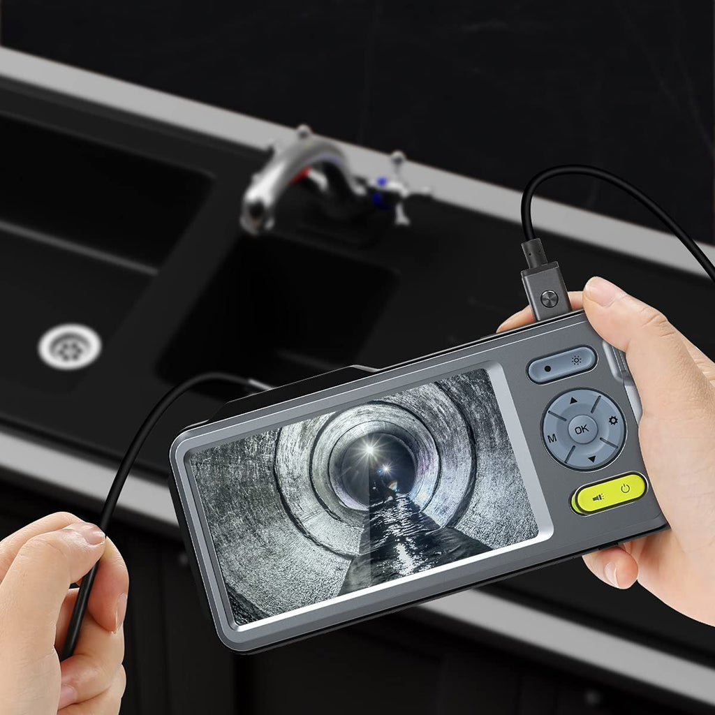 1080P Dual-Lens Endoscope with 5 IPS Screen, 5mm Ultra-Slim Inspection Camera, 7 LED Lights, 32GB Card, 3500mAh Battery, 16.5ft Waterproof Cable, Portable Hard Case N671