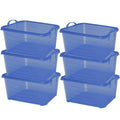 Blue Stackable Storage Box 55 Quart 6 Pack Y69557