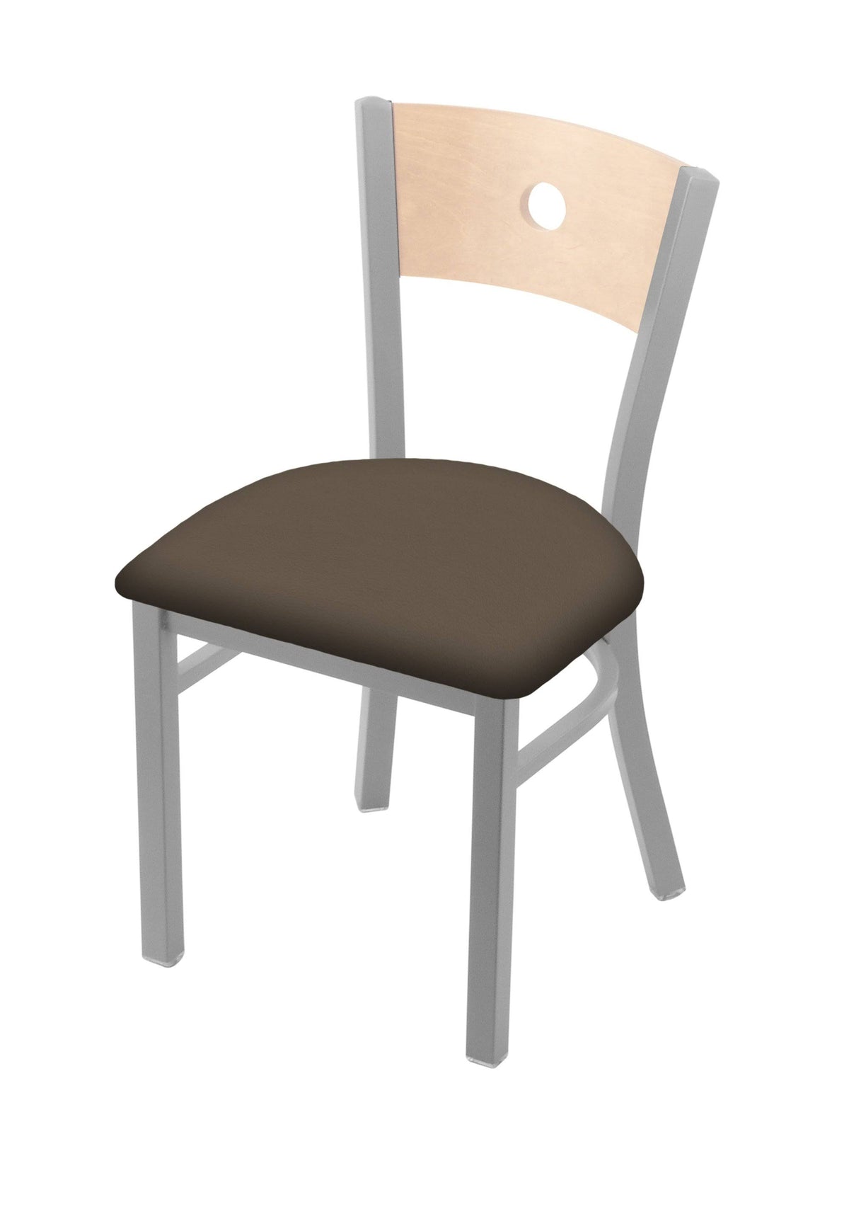 18x22 Chair with Anodized Nickel Finish, Natural Back, Folkstone Grey Seat A9232