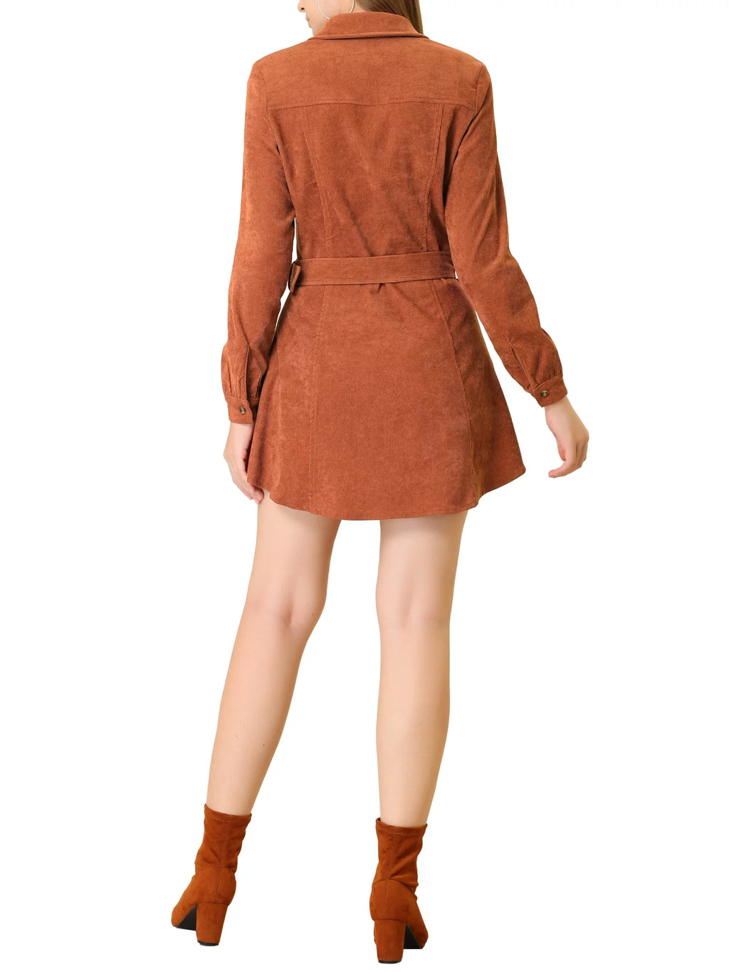 Corduroy Button Down Shirt Dress O467652