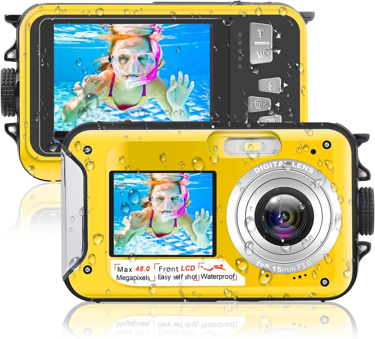 Waterproof Underwater Digital Camera 48MP 2.7K Video Pack of 2 H4883