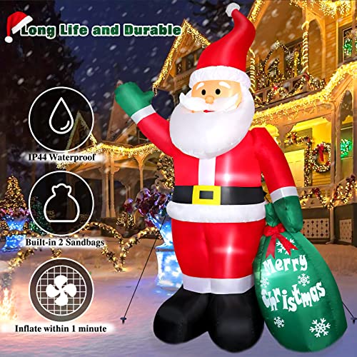 8 FT Christmas Inflatable Santa Claus with Gift Bag and LED Lights R4379