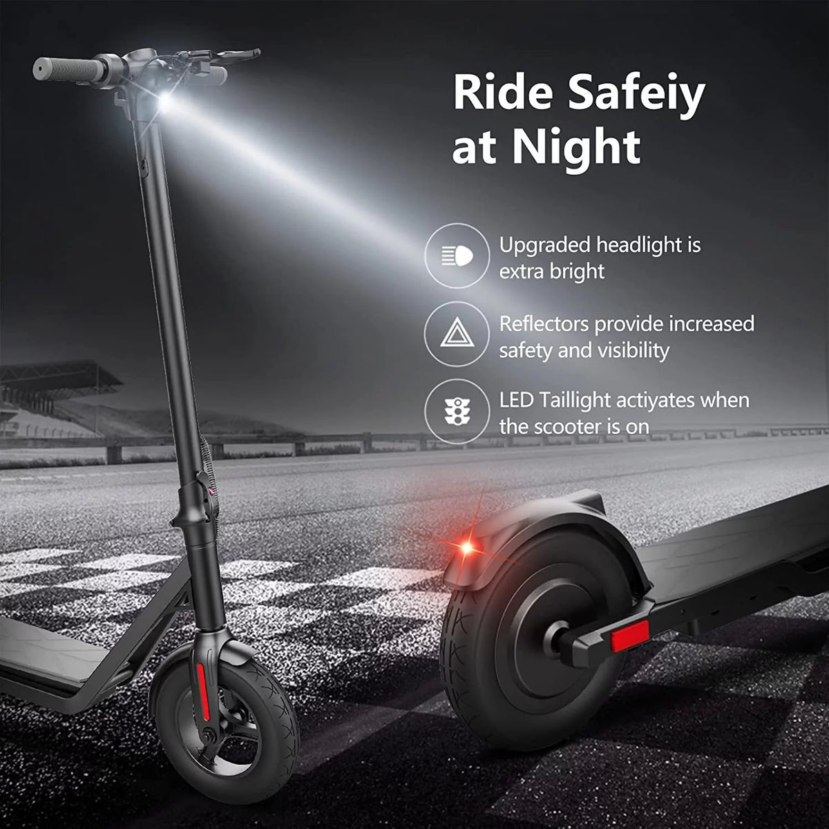 Electric Scooter 450W Motor 22 Miles Range 19MPH 10in Solid Tires Folding A15800