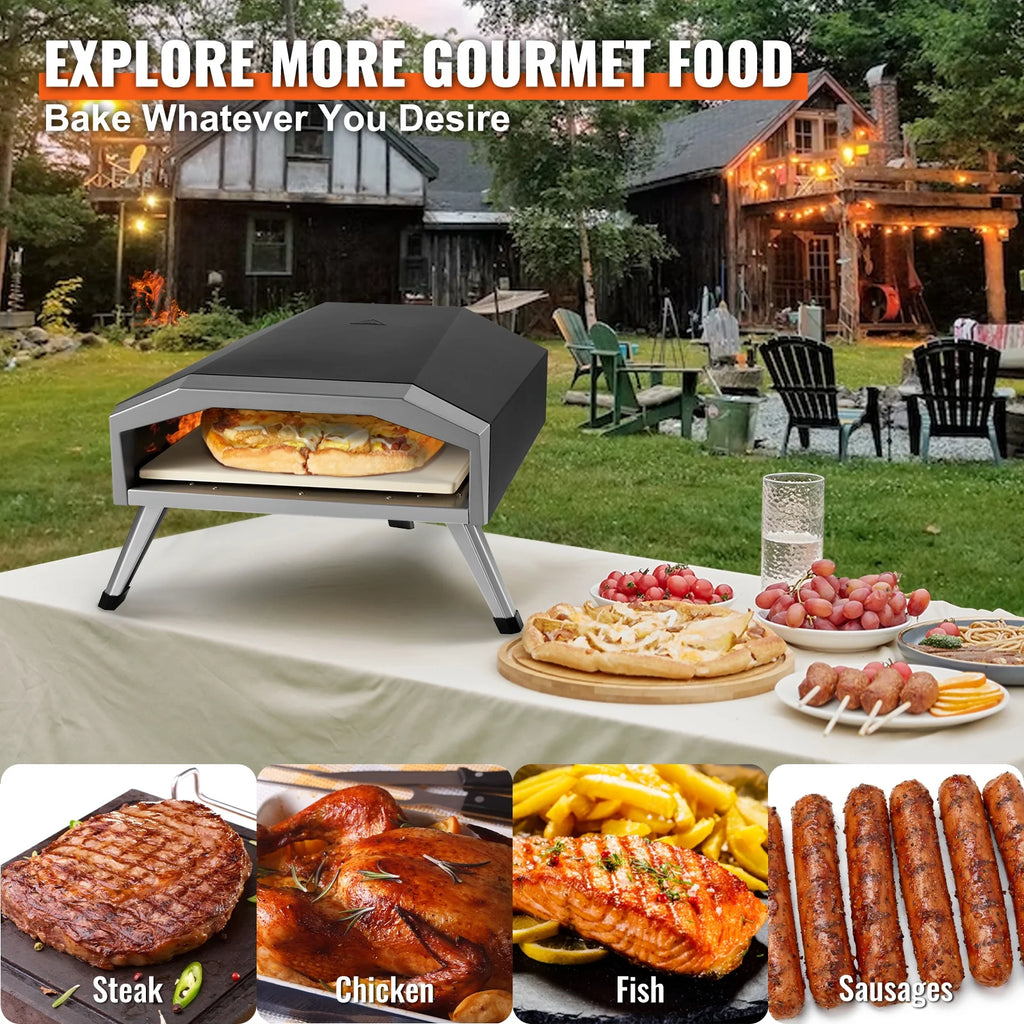 13" Portable Outdoor Pizza Oven Stainless Steel U42670
