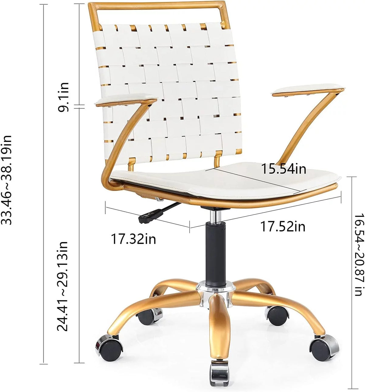 White Ergonomic Leather Office Chair with Lumbar Support S6296